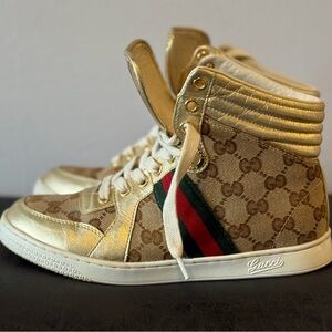 Gucci GG Imprime Gold High-Top Sneakers